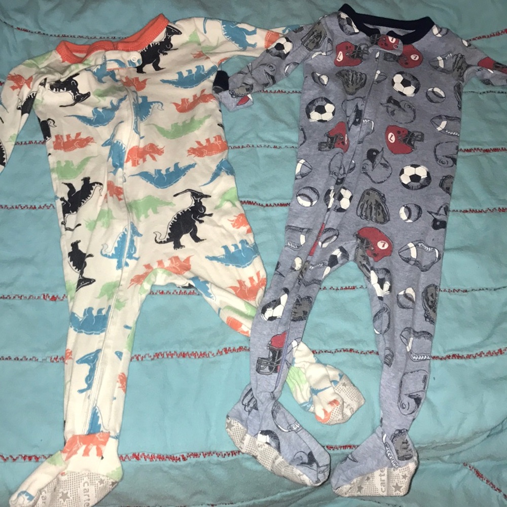 Two baby footie pajamas